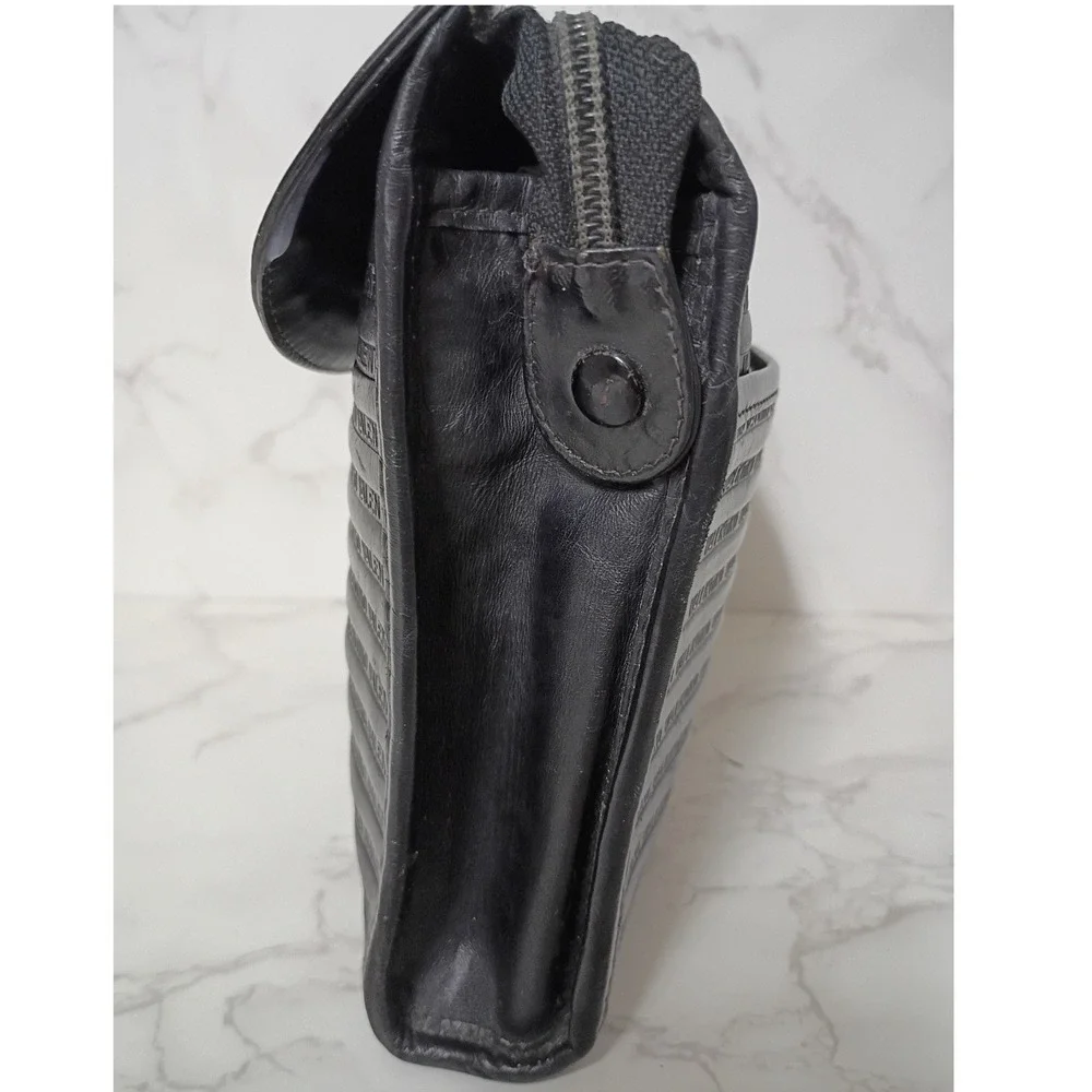 MARIO VALENTINO Vintage Black Embossed Leather Clutch Bag - EUC